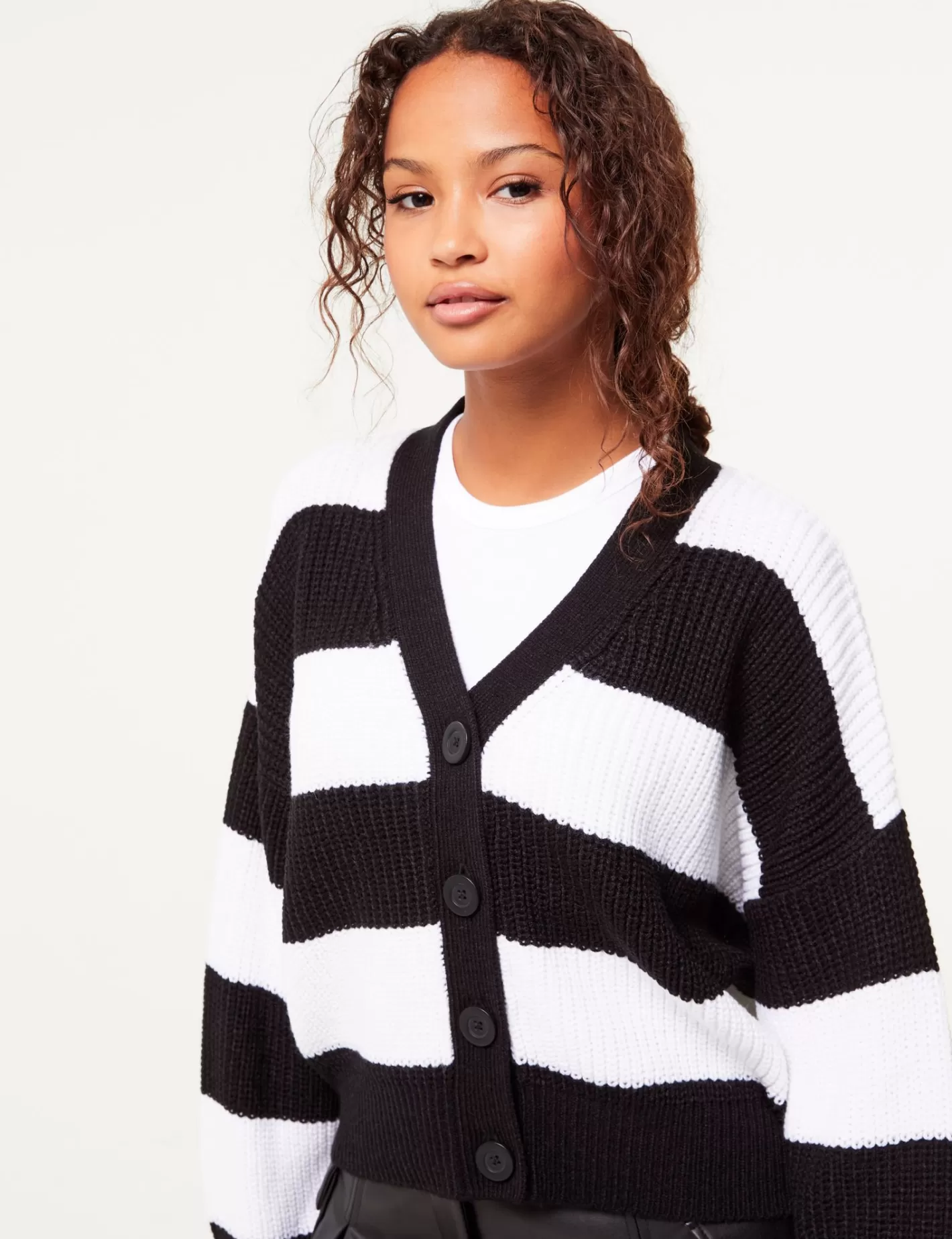 Gilet tressé rayé noir et blanc^Jennyfer Flash Sale