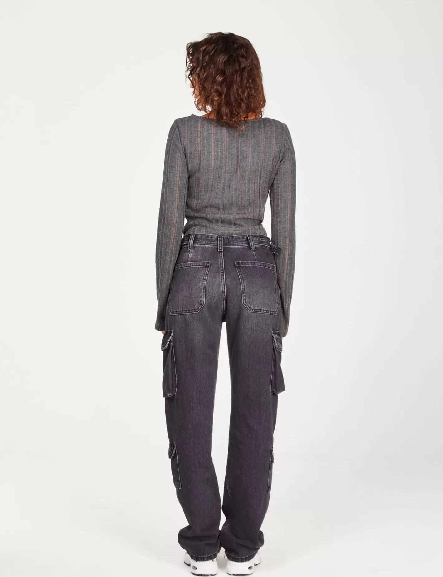 Jean cargo taille haute délavé ^Jennyfer Clearance