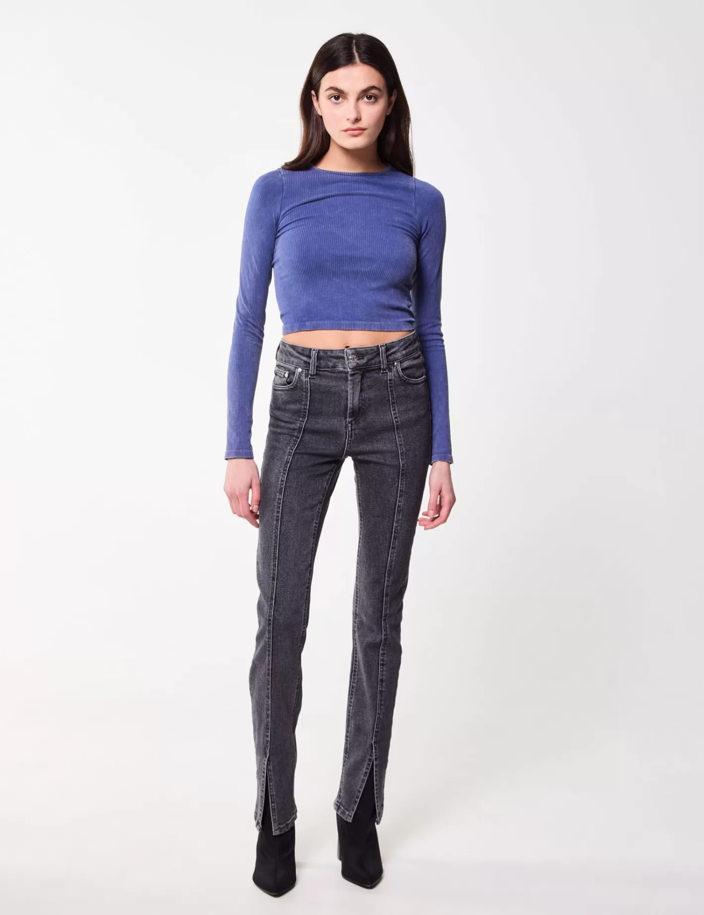 Jean straight avec coutures apparentes gris^Jennyfer Best Sale