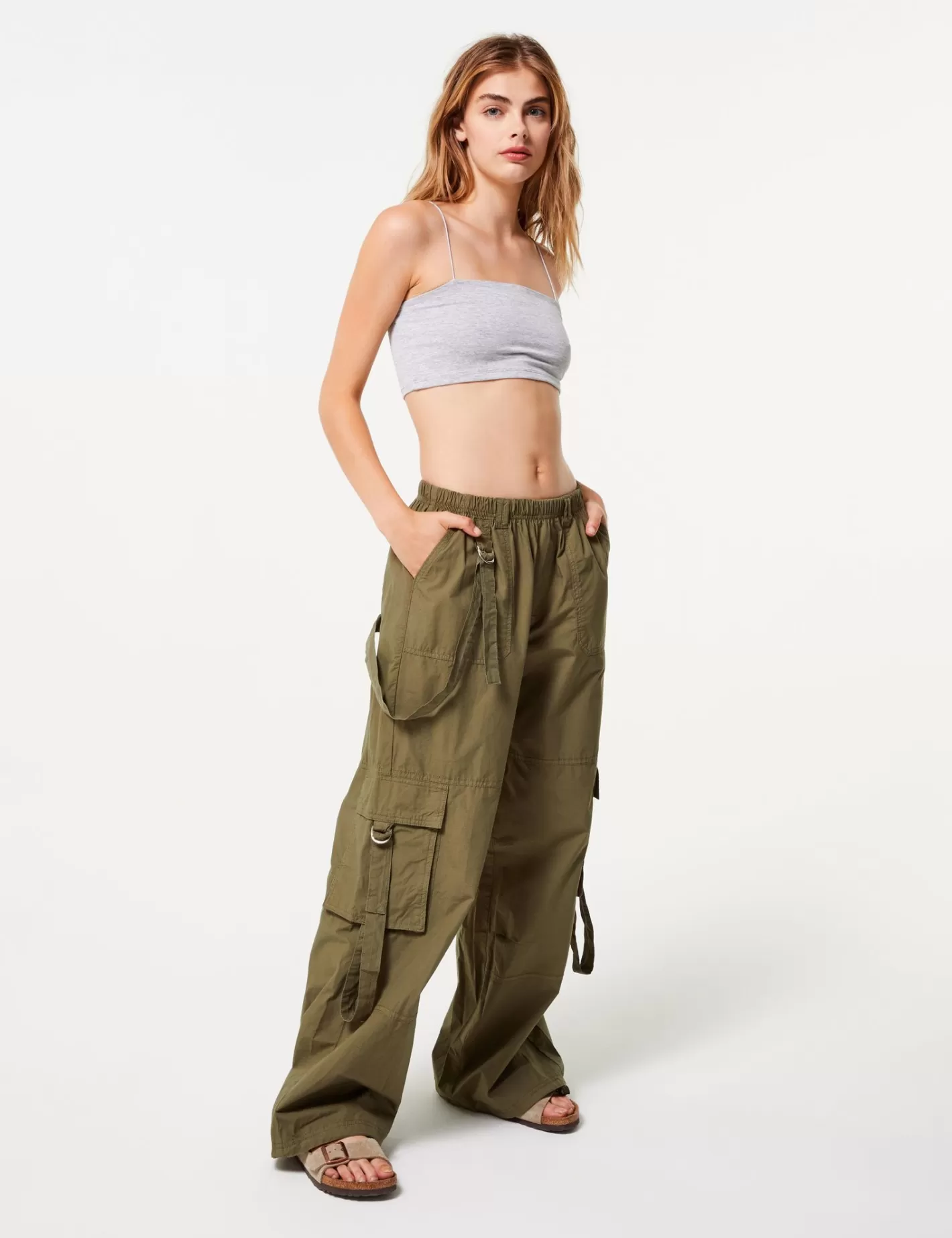 Pantalon cargo léger vert ^Jennyfer Clearance