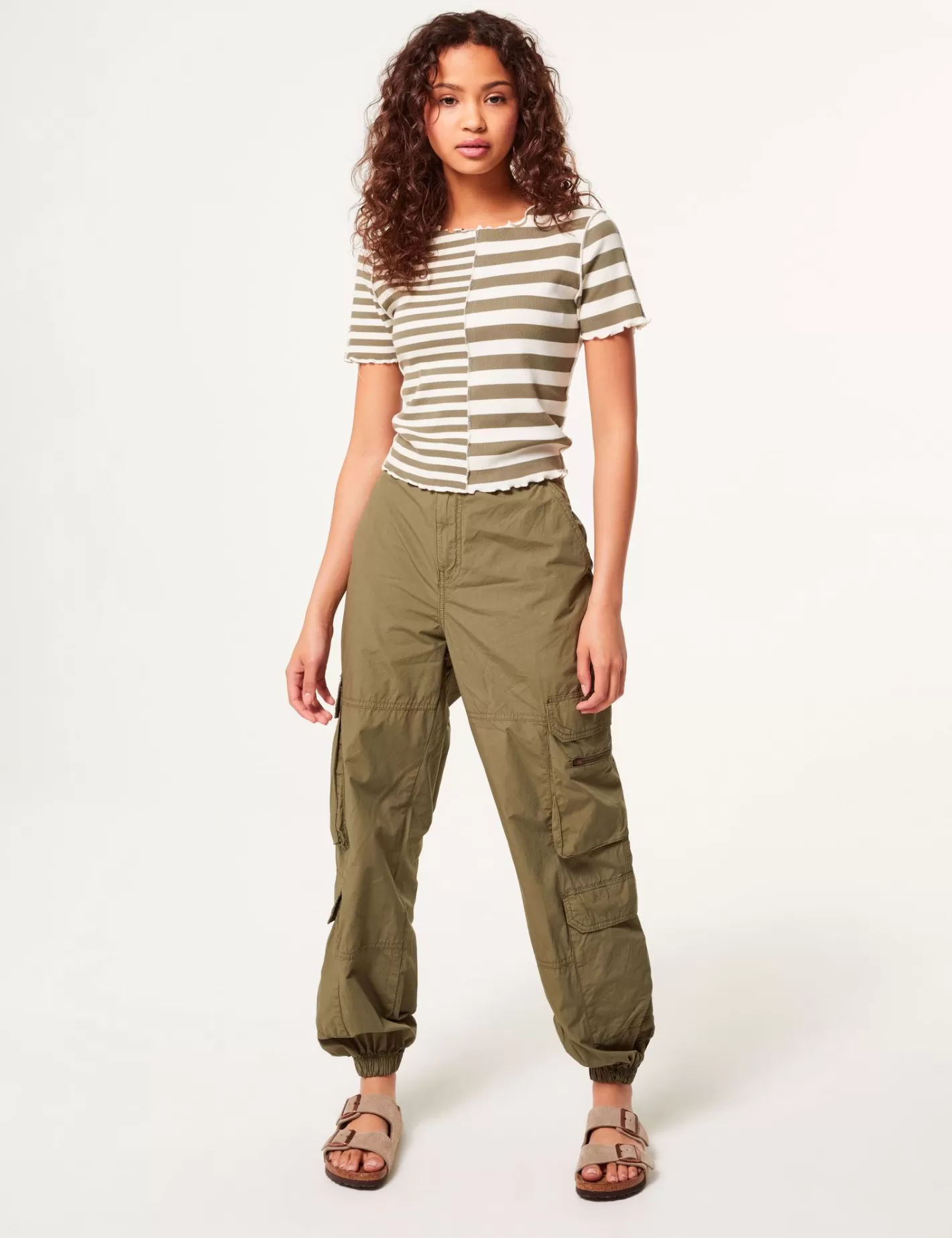 Pantalon cargo parachute wide leg kaki^Jennyfer Fashion