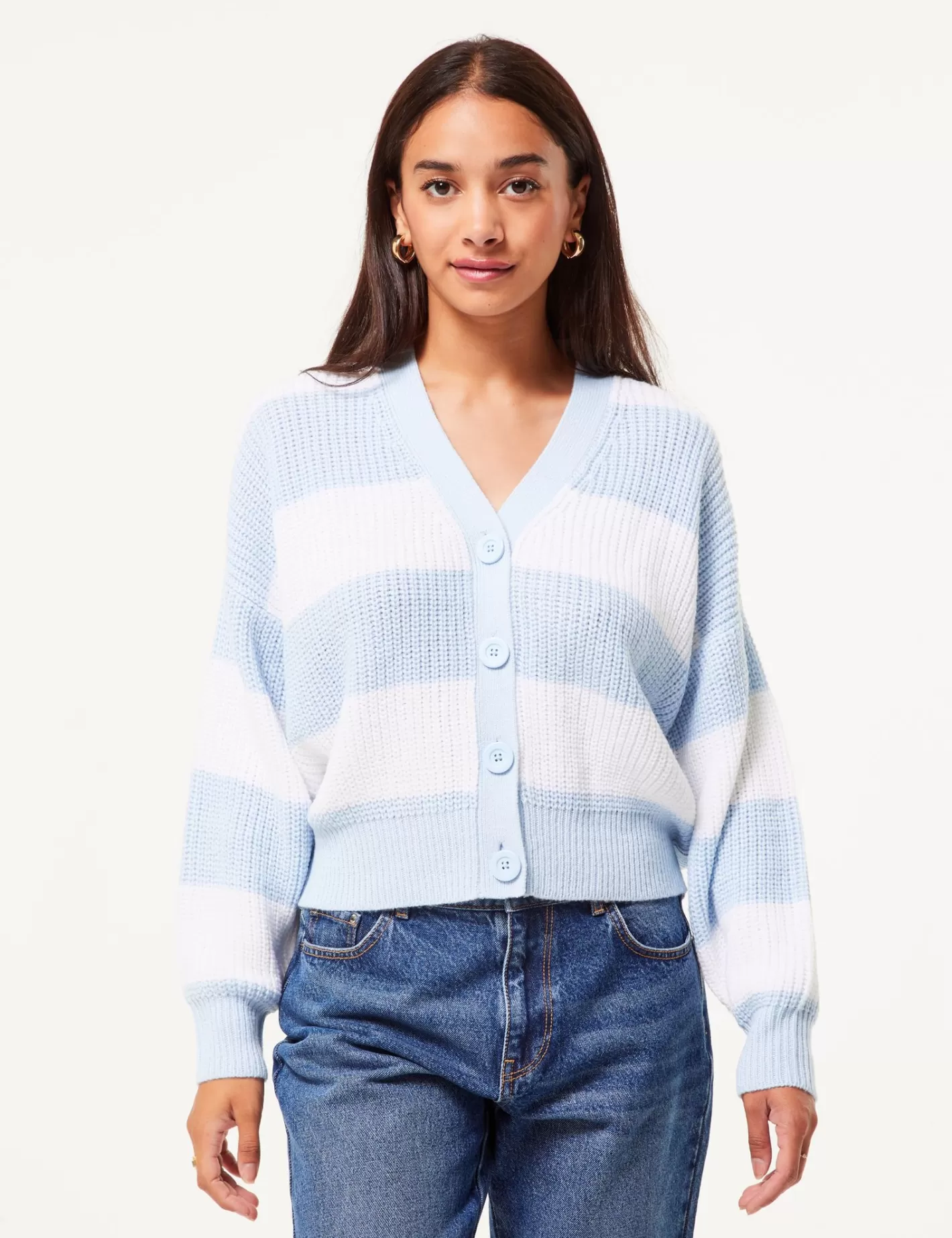 Pull cardigan en maille tressée bleu ^Jennyfer Discount