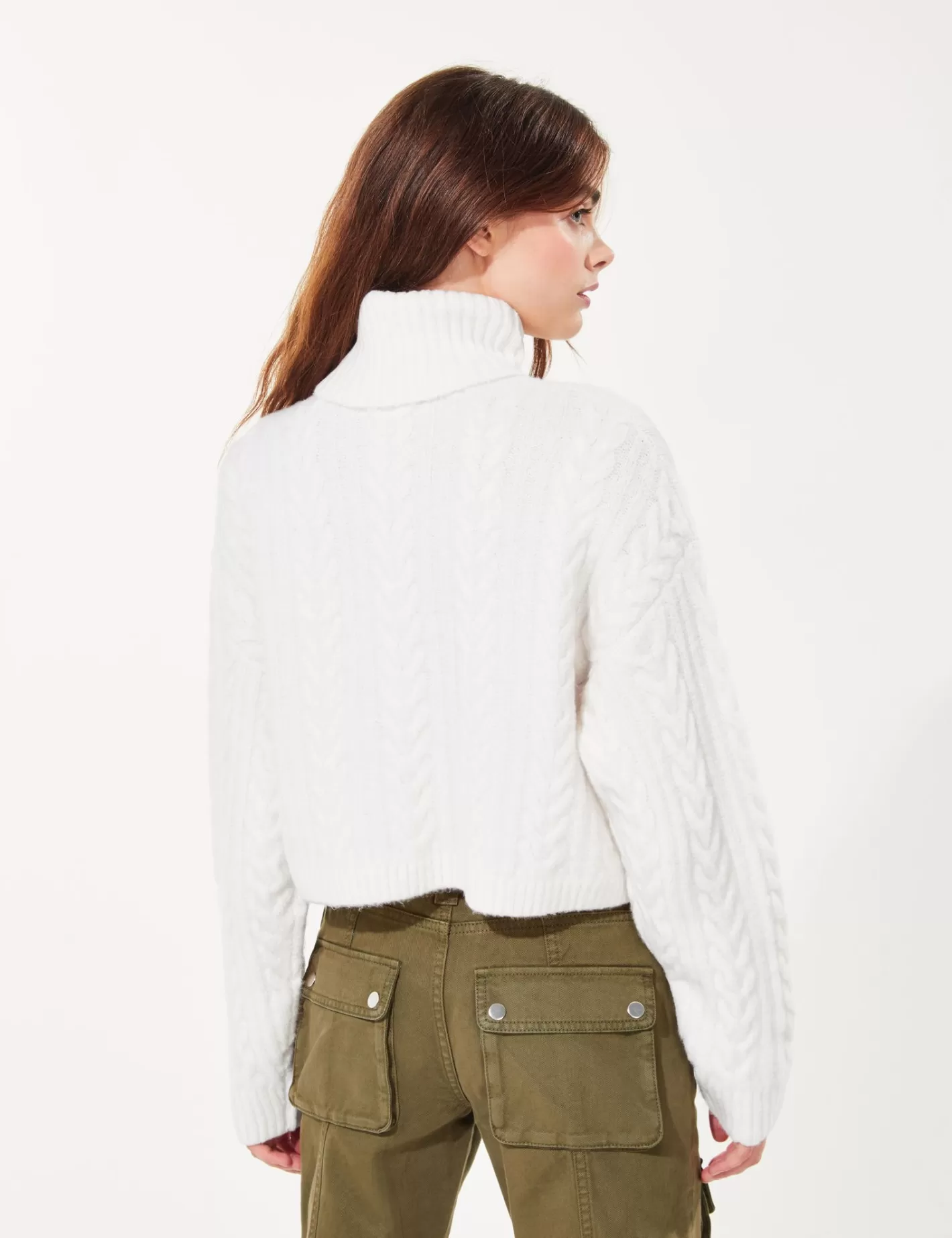 Pull col roulé en maille tressée écru^Jennyfer Outlet