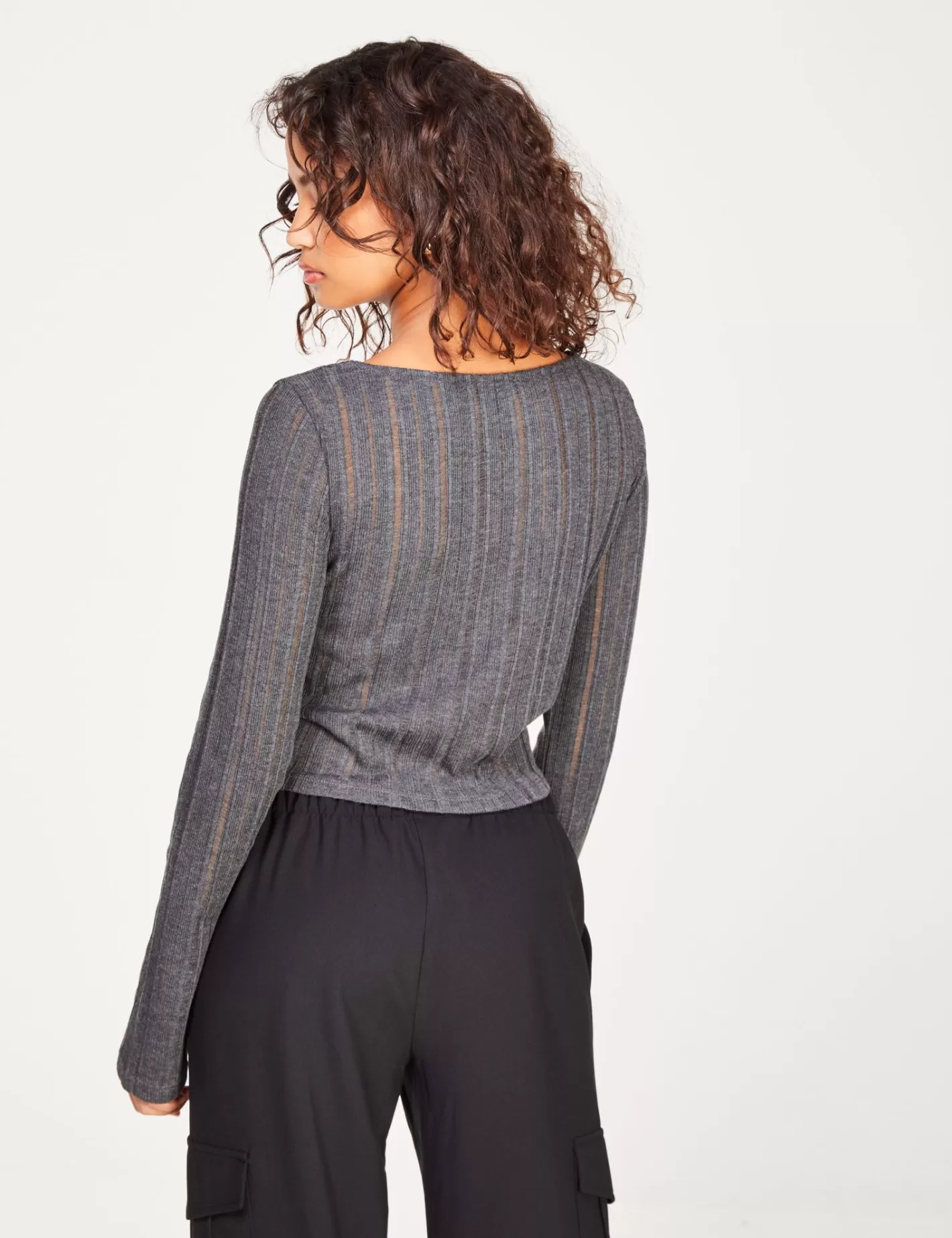 Pull fin en maille transparente gris^Jennyfer Best