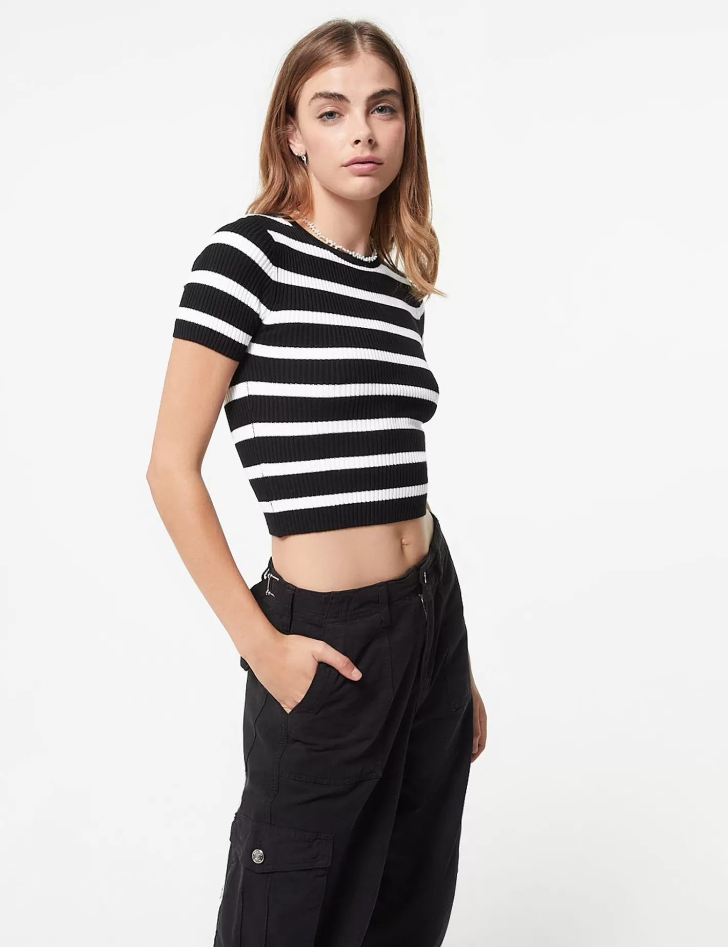 Pull noir et blanc côtelé à rayures^Jennyfer Shop