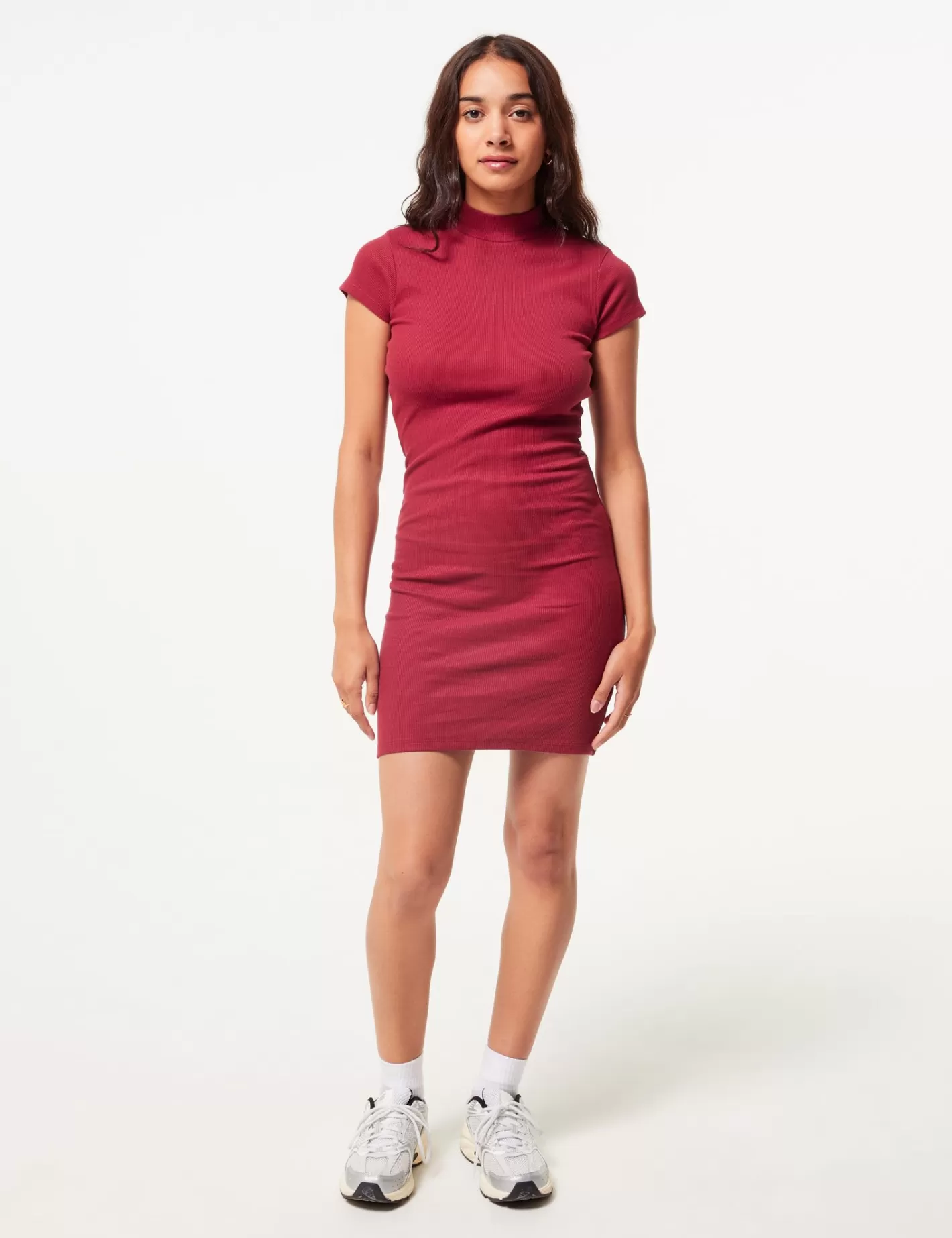 Robe ajustée en maille côtelée rouge^Jennyfer Hot