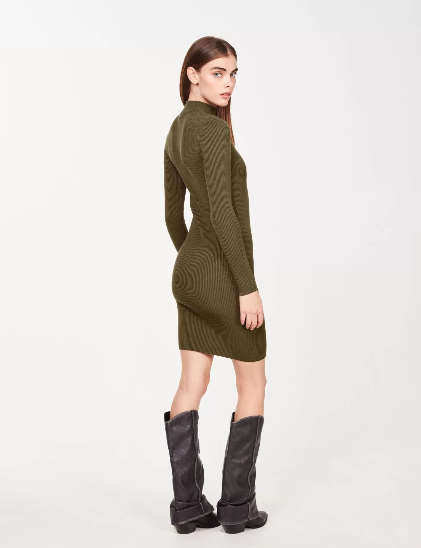 Robe longue en maille côtelée vert kaki^Jennyfer Clearance