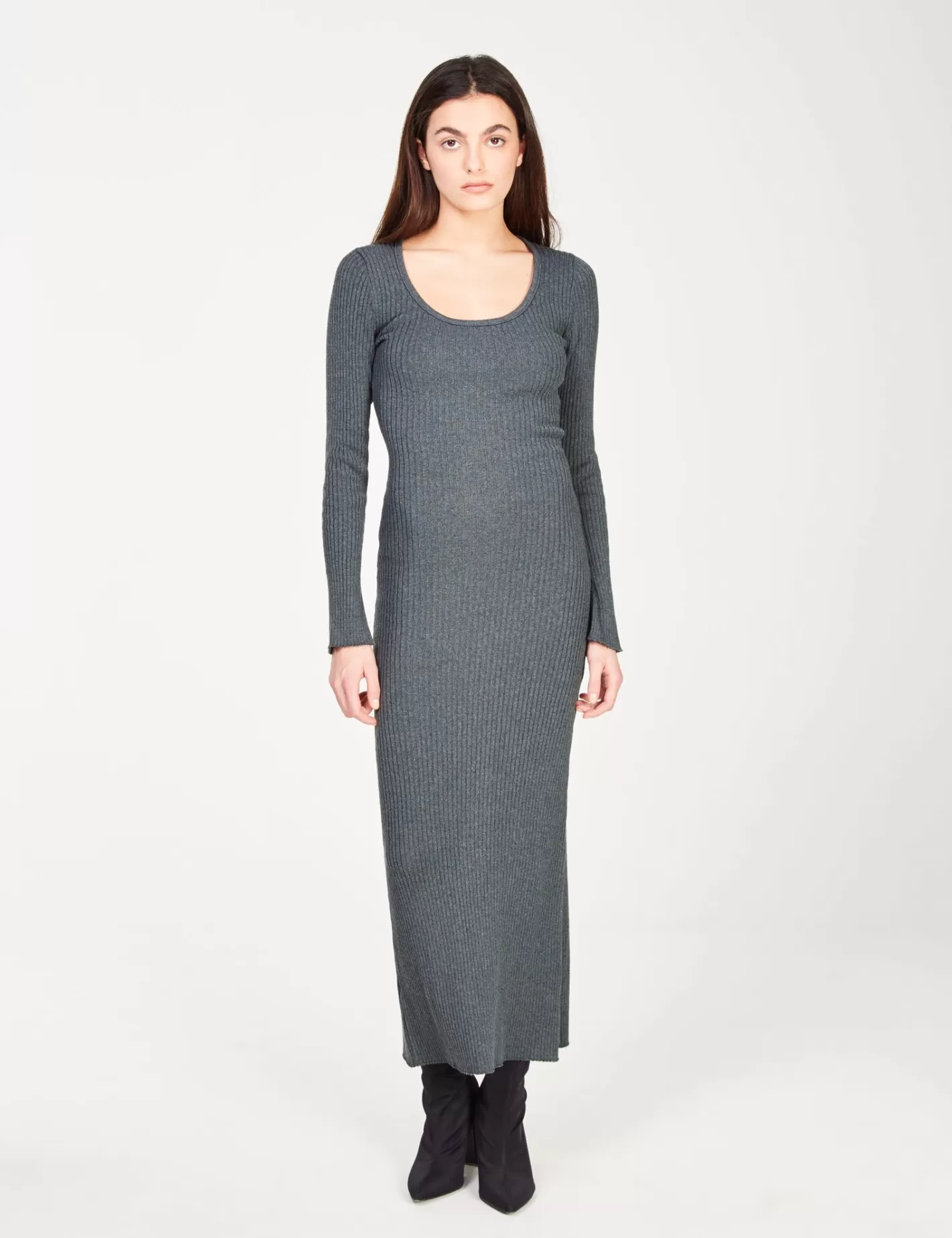 Robe longue en maille gris foncé^Jennyfer Discount