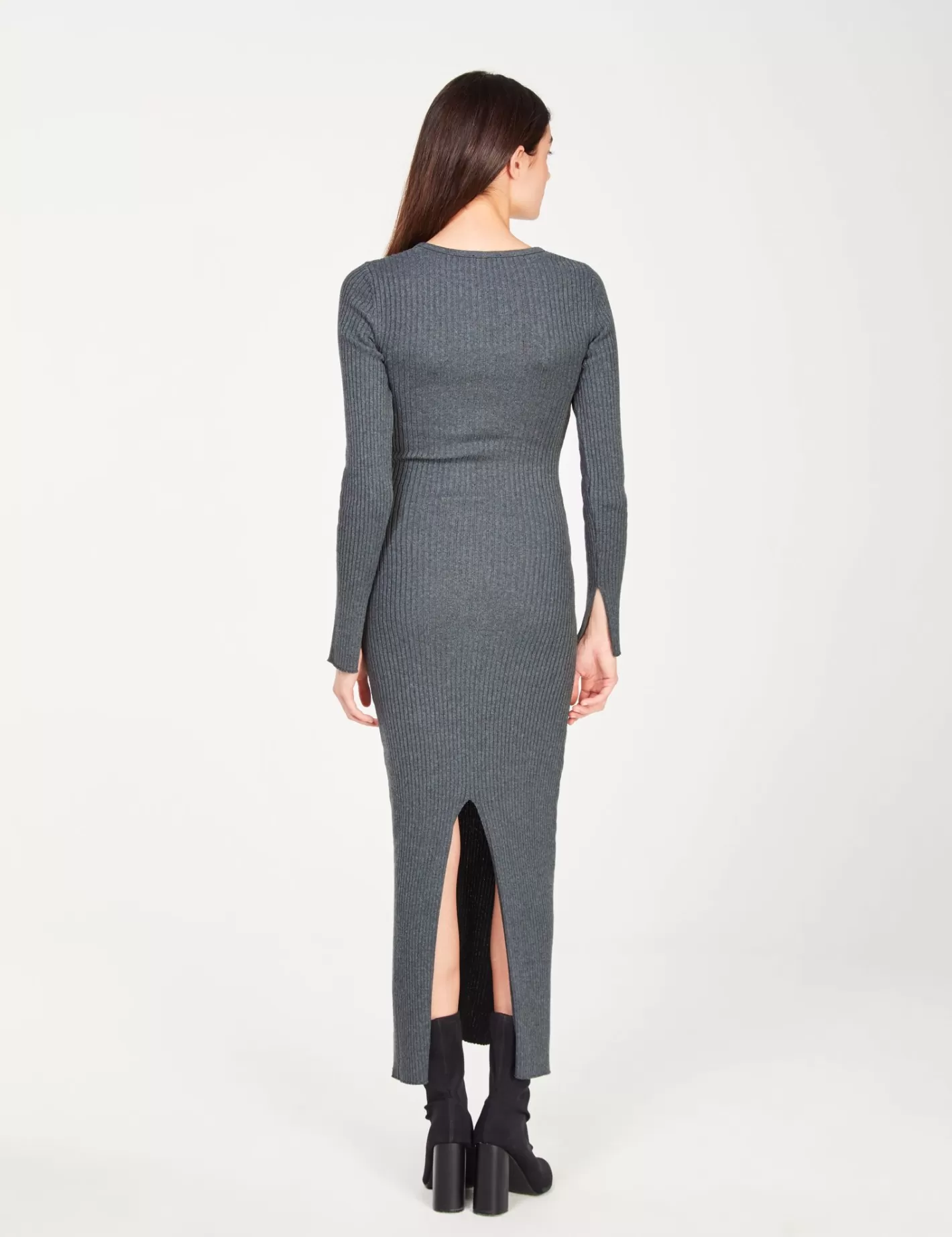 Robe longue en maille gris foncé^Jennyfer Discount