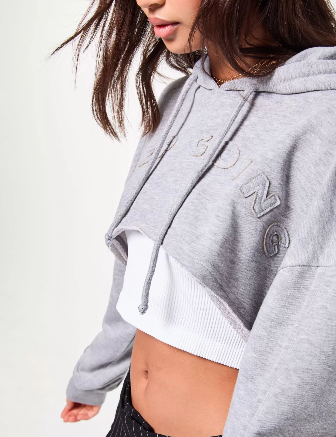 Sweat à capuche court gris^Jennyfer Best Sale