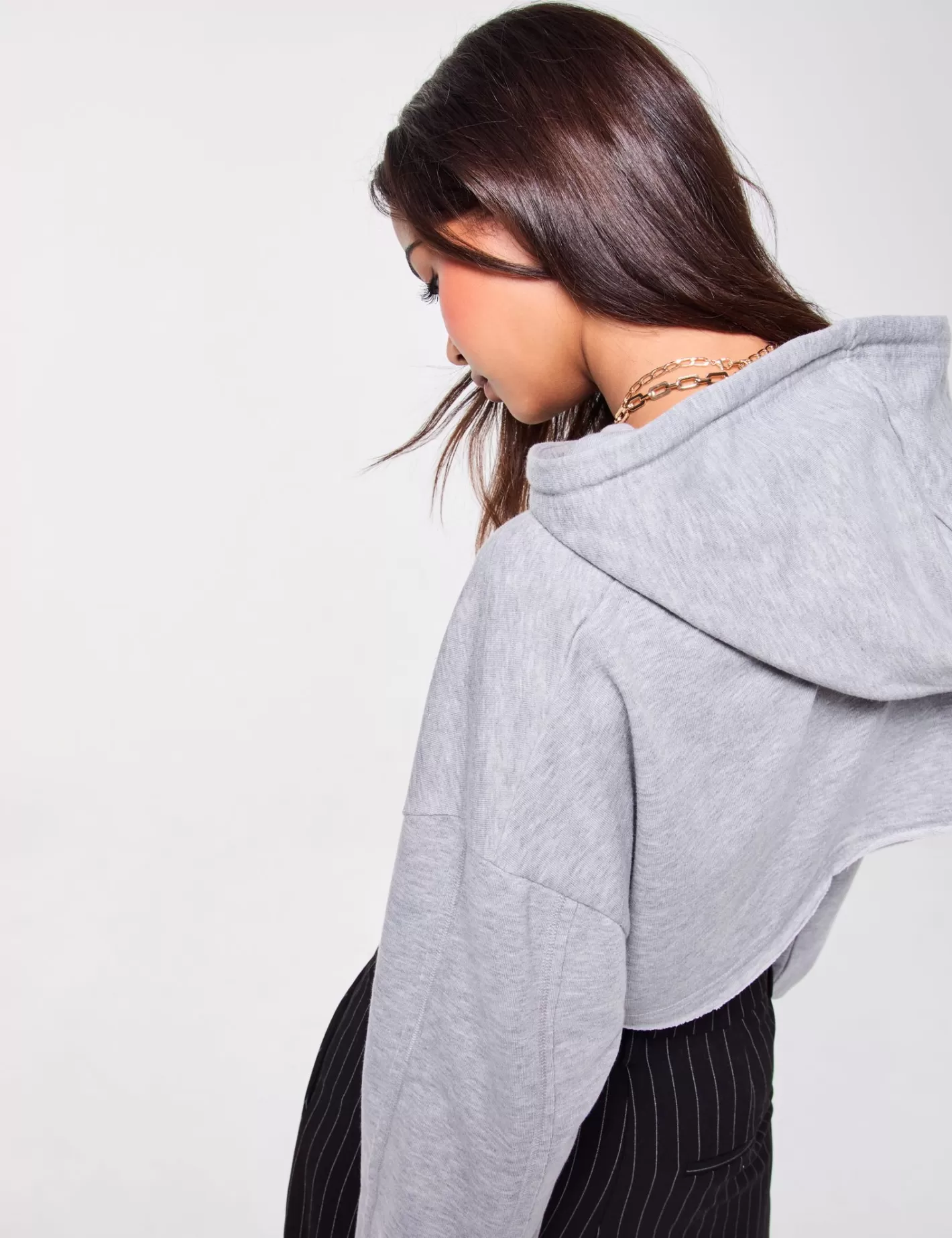 Sweat à capuche court gris^Jennyfer Best Sale