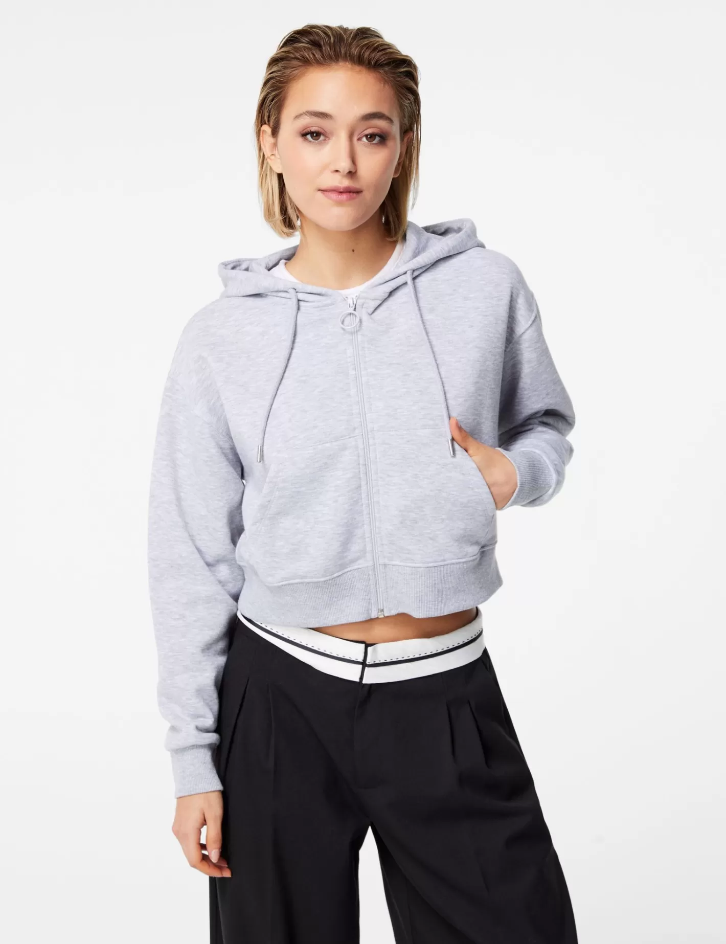 Sweat à capuche zippé gris chiné^Jennyfer Store