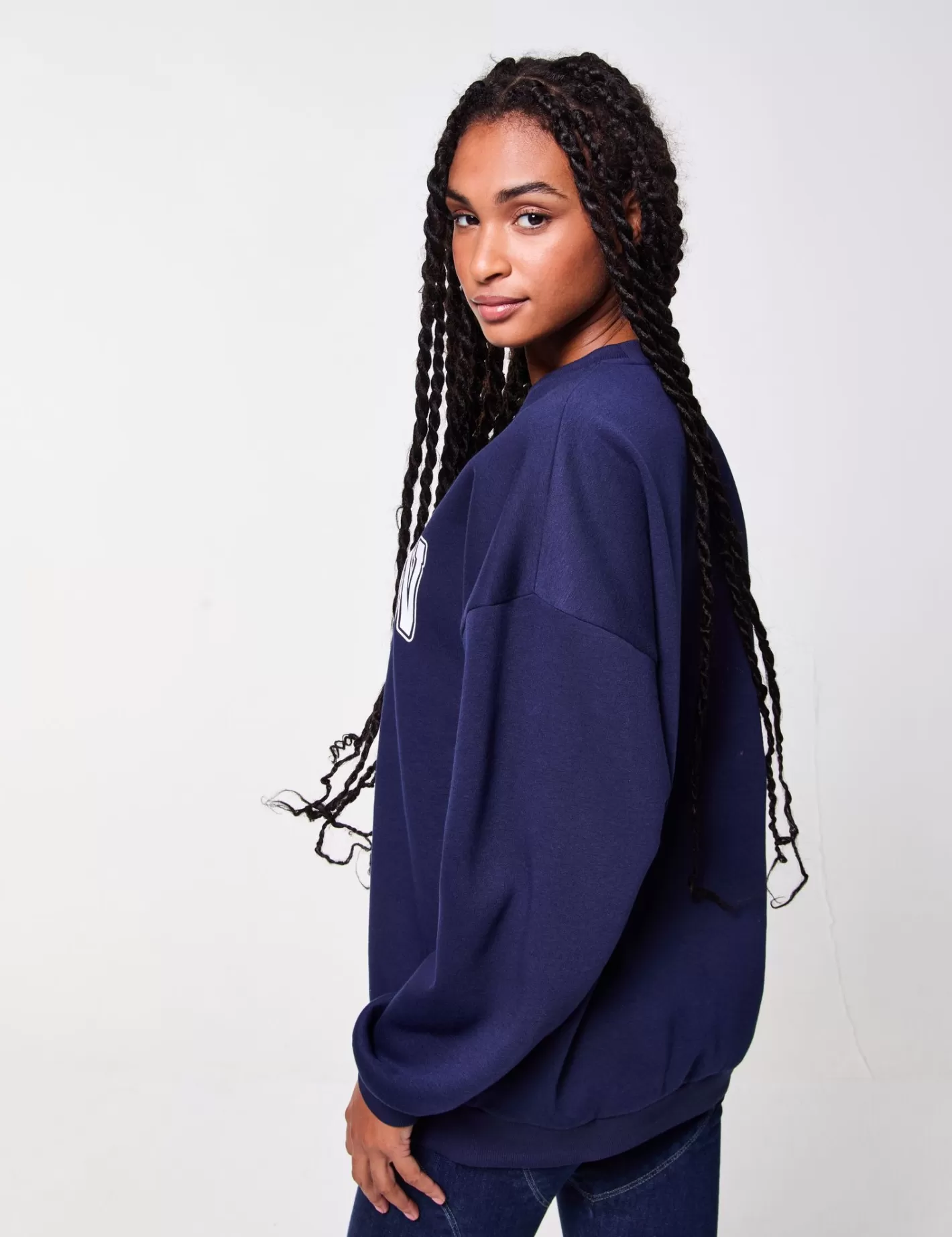 Sweat oversize bleu à message^Jennyfer Online