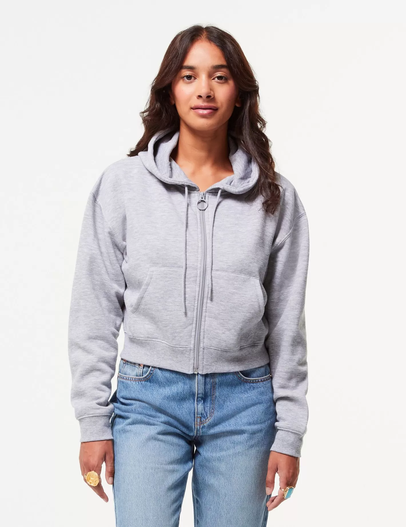 Sweat zippé basic gris chiné^Jennyfer Shop