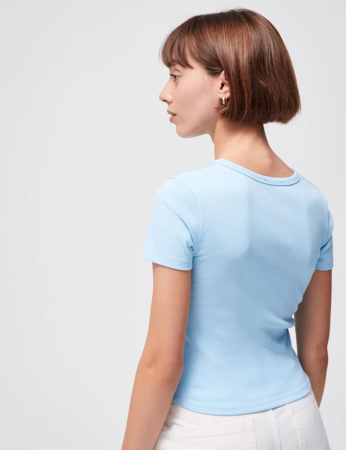 Tee-shirt côtelé basic bleu clair^Jennyfer New