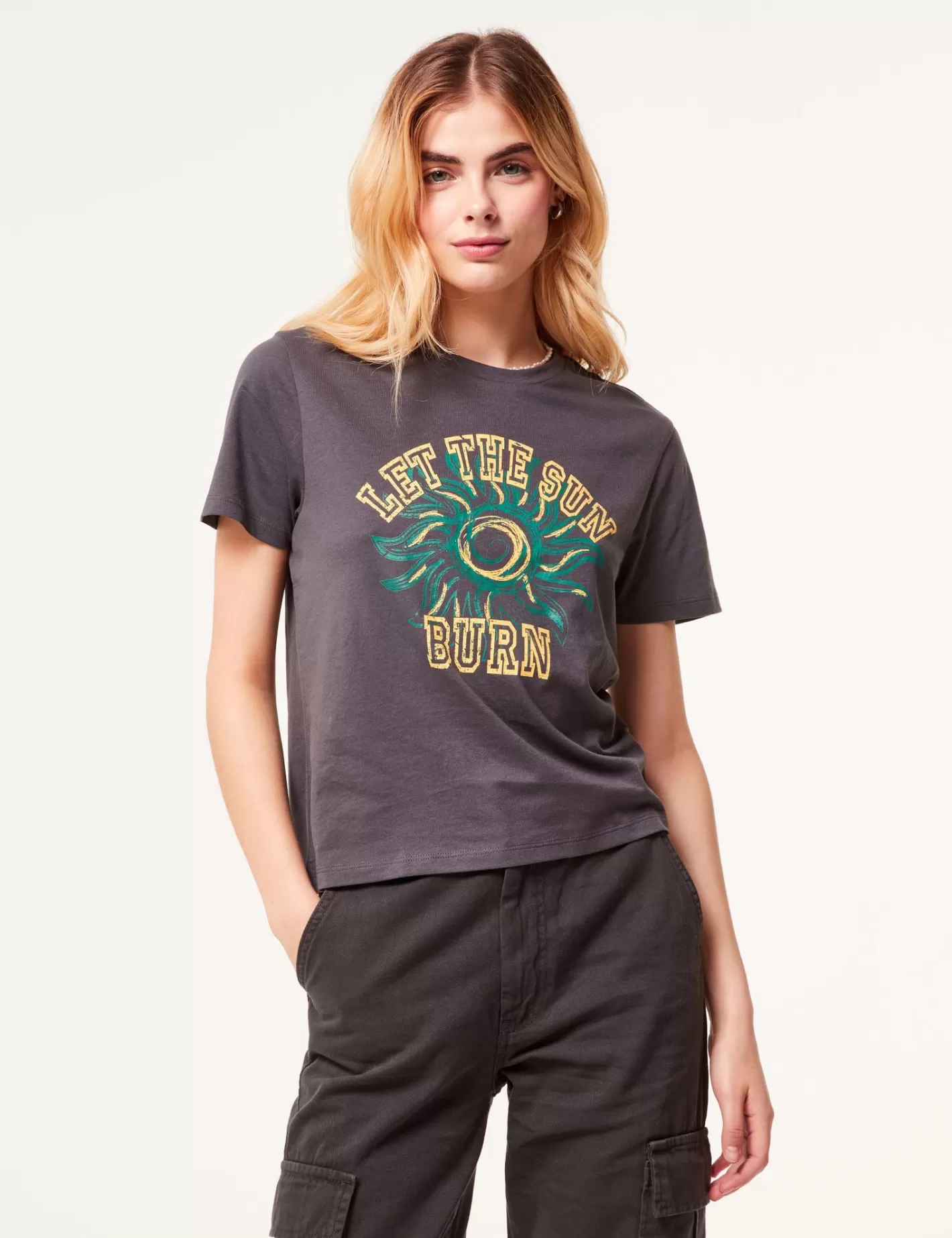 Top tee-shirt gris foncé Let the sun^Jennyfer Online