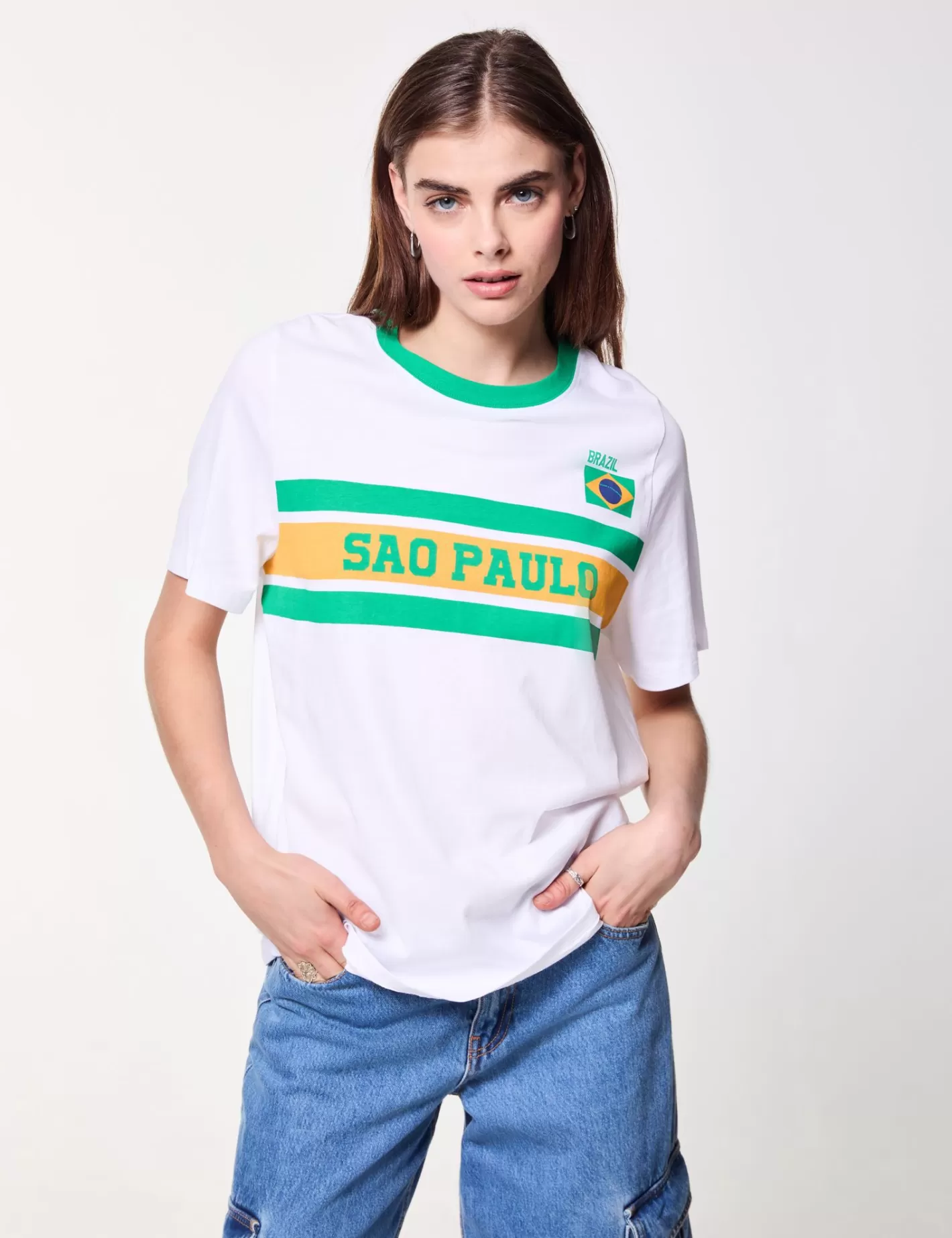 T-shirt de foot imprimé Brazil Sao Paulo ^Jennyfer Clearance