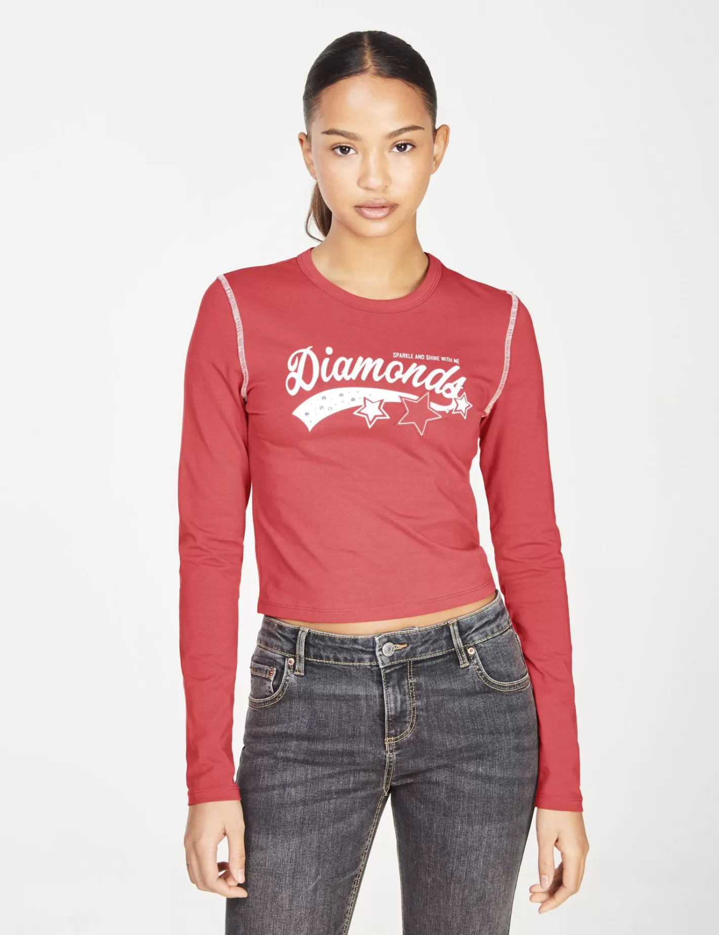 T-shirt imprimé Diamonds rouge^Jennyfer Hot