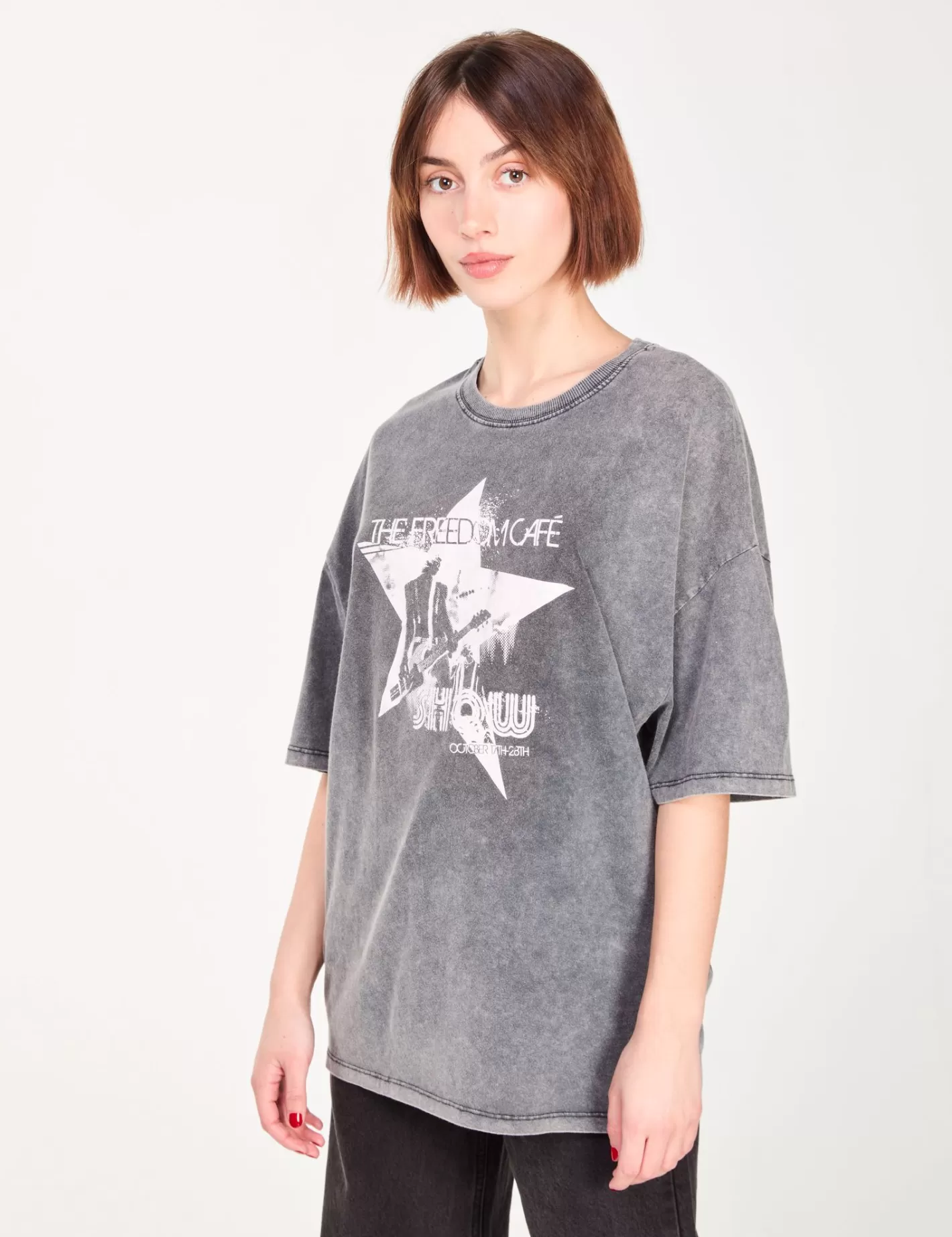 T-shirt oversize gris à message^Jennyfer Fashion