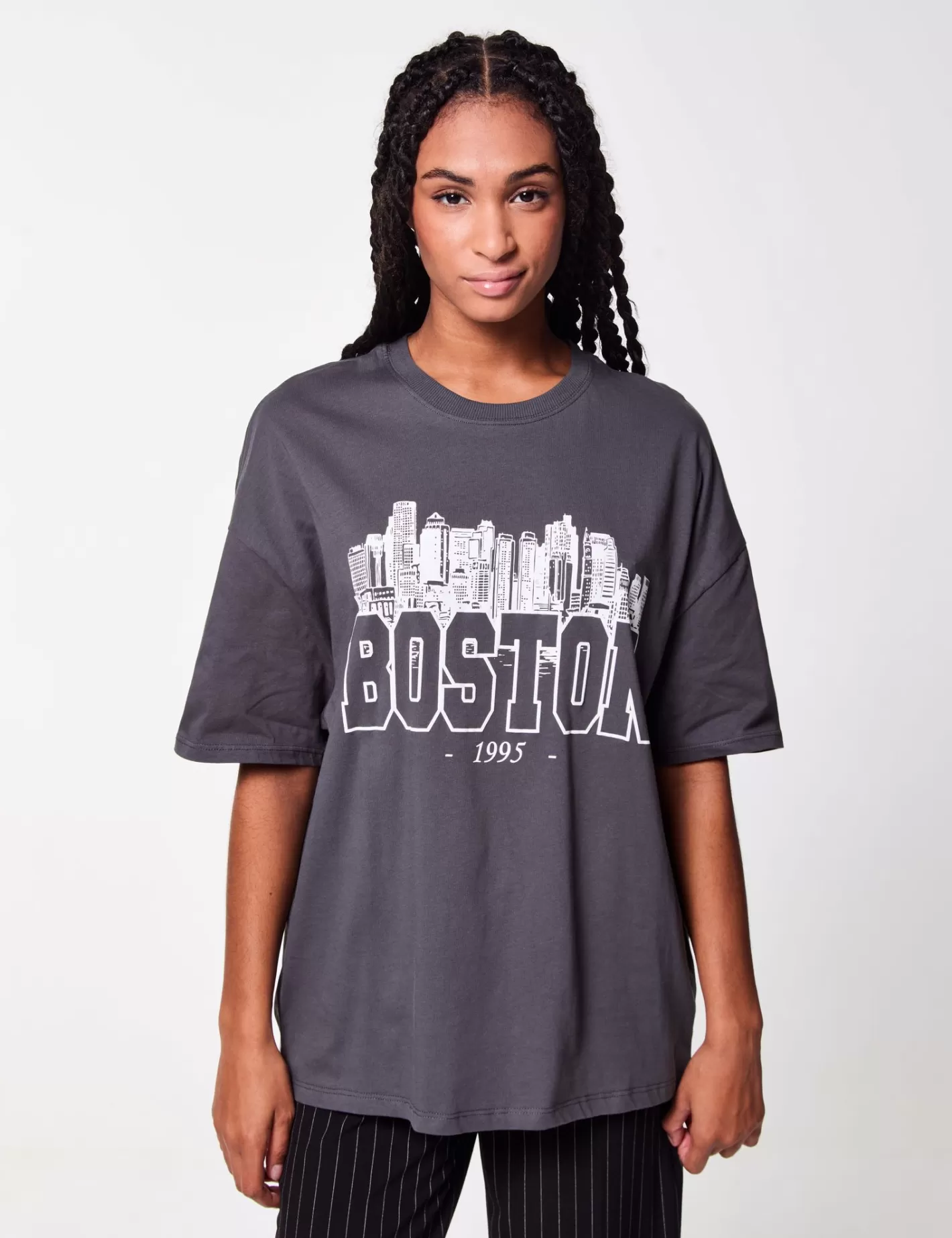 T-shirt oversize gris foncé à message^Jennyfer Clearance