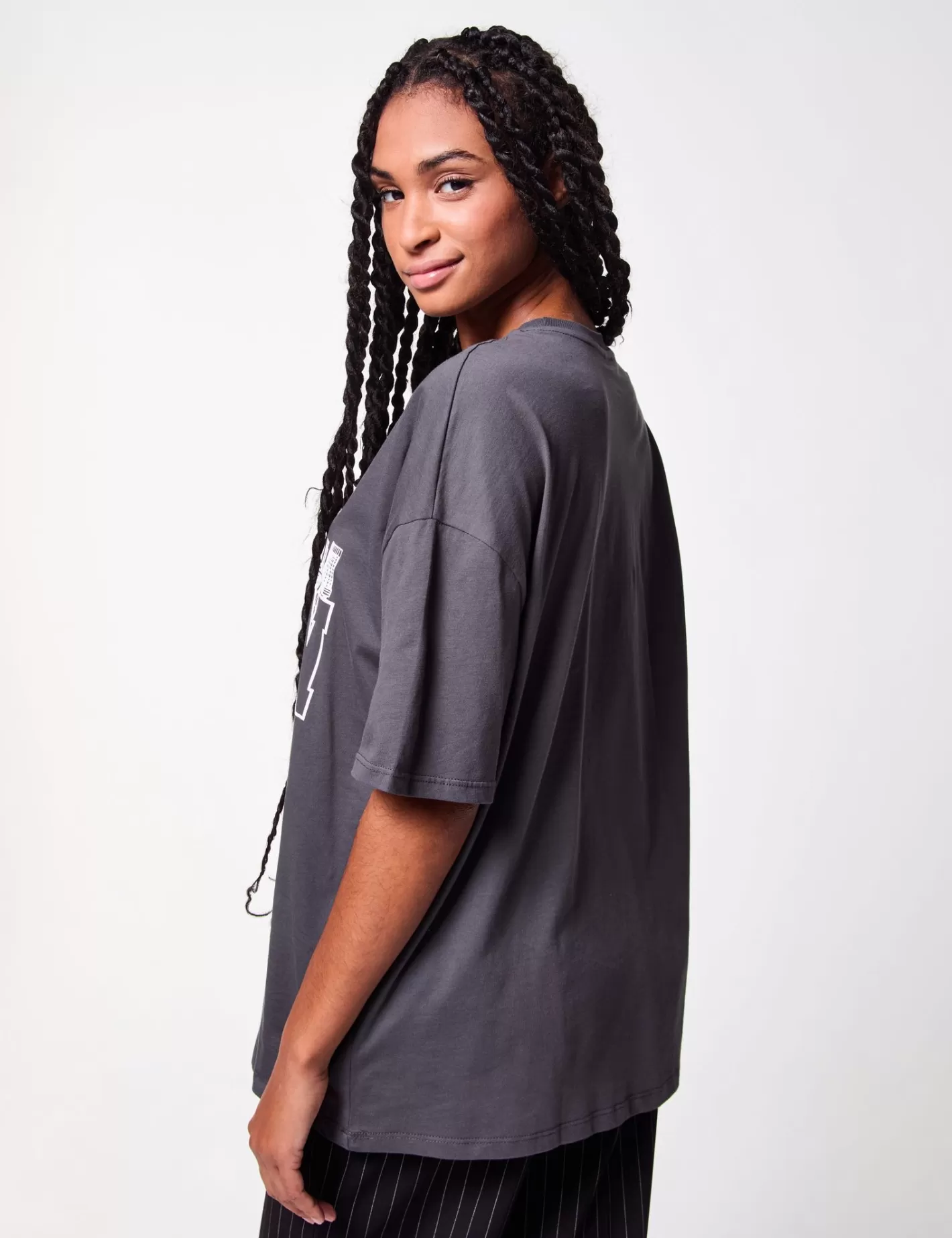 T-shirt oversize gris foncé à message^Jennyfer Clearance